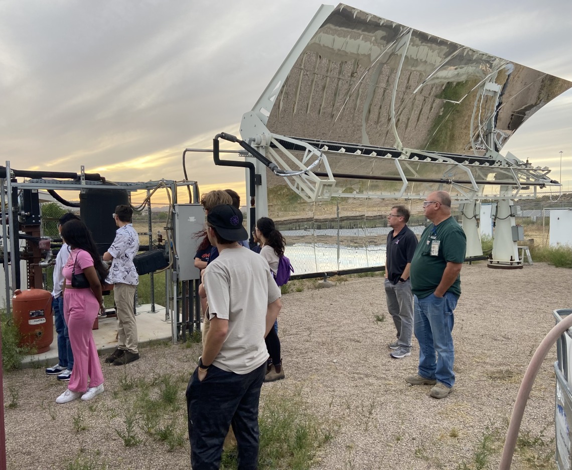 Students and teachers at solar-powered desalination system